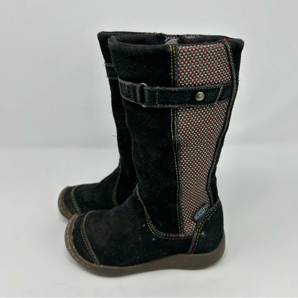 KEEN Punky High Tall Boots Girls US 8 EU 24 Black Multicolor Stitching